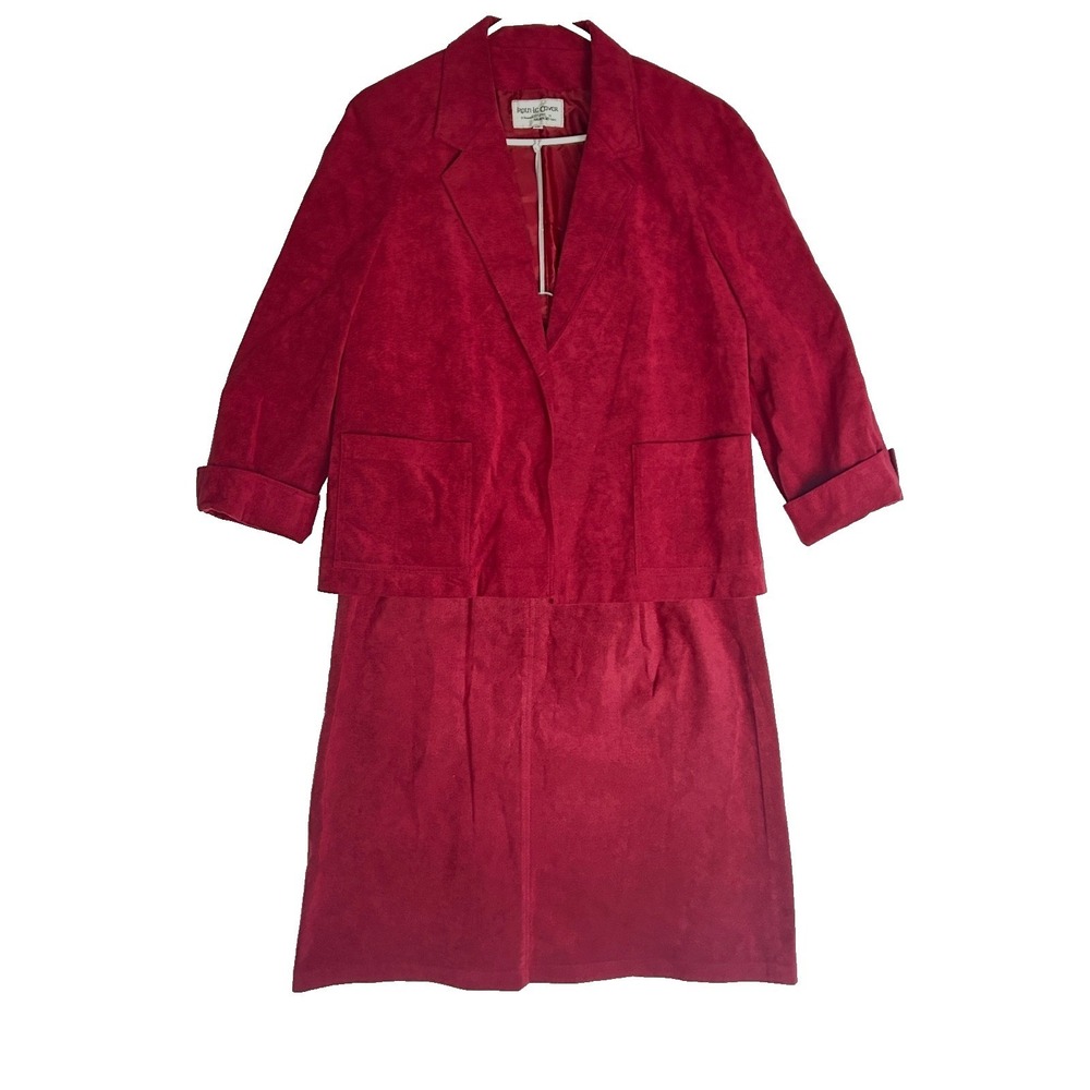 Vintage 1970s Roth Le Cover Skirt Suit Set Ultrasuede Suede Midi Womens M RP$600